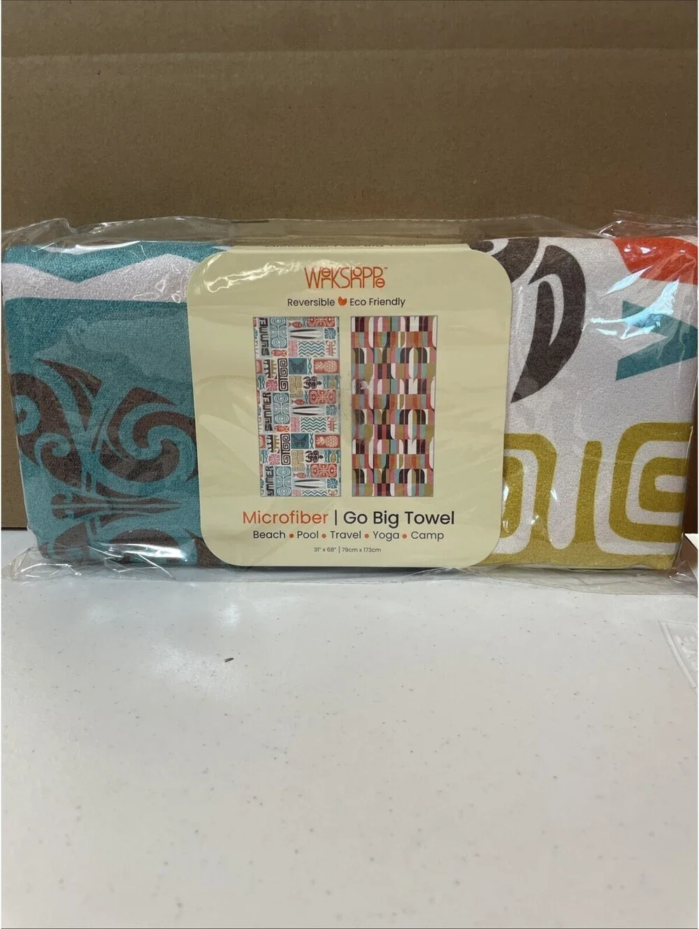WerkShoppe Oahu Breeze Microfiber Go Big Towel Reversible Beach Pool Yoga
